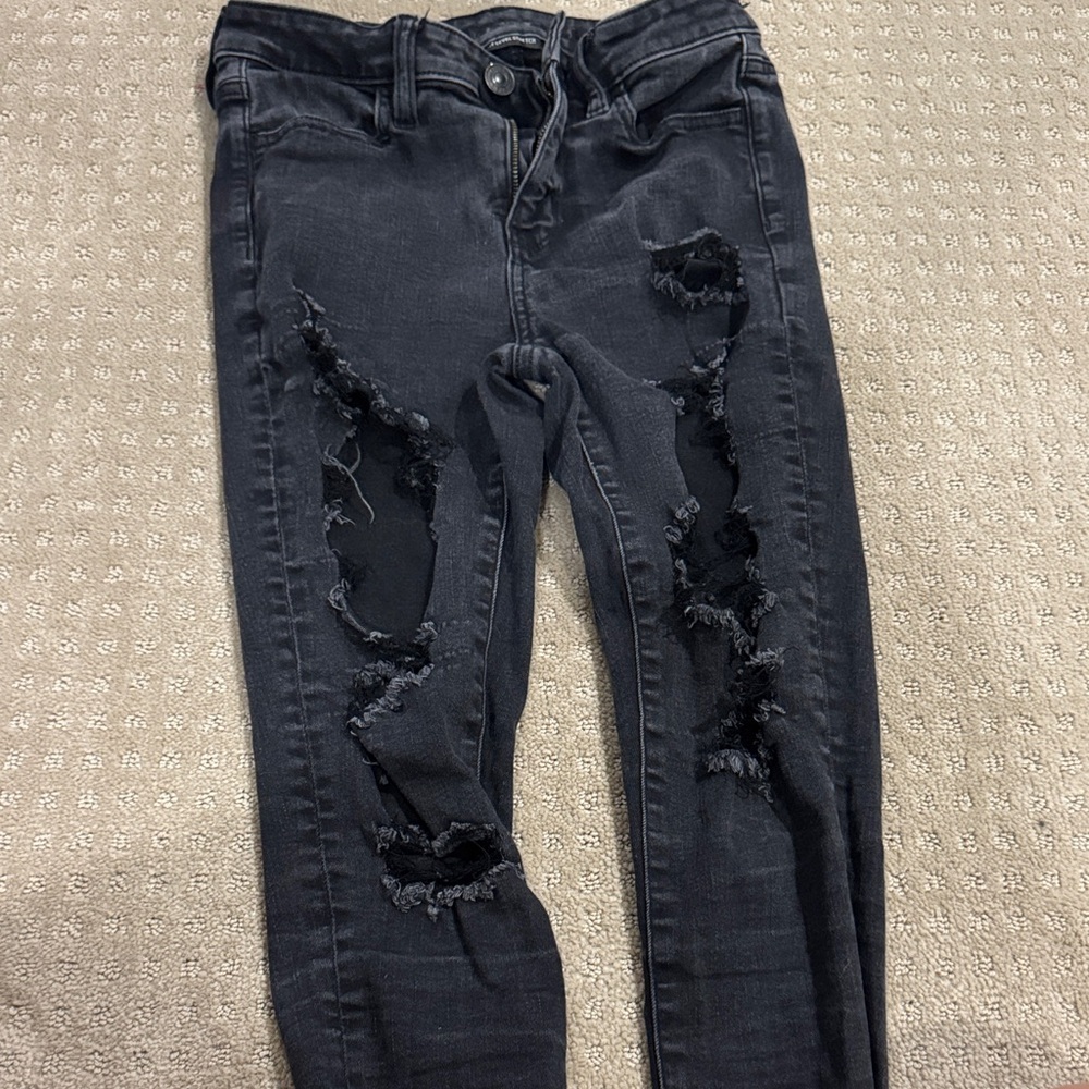American Eagle Outfitters Black Distressed Skinny Jeans